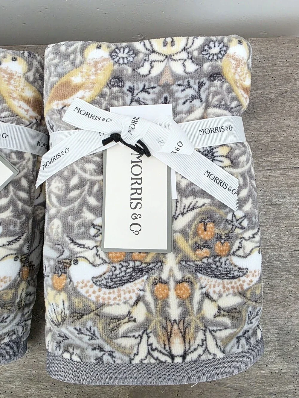Set of 5 William Morris & Co Velour Strawberry Thief Bath, Hand & Tip Towels